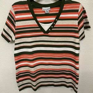 Striped V neck